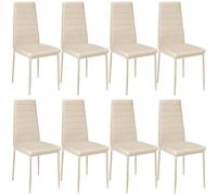 Tectake Set Of 8 Dining Chairs - High Backrest, Padded, Synthetic Leather - Beige