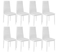 Tectake Set Of 8 Dining Chairs - High Backrest, Padded, Synthetic Leather - White