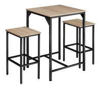 tectake Dining Table & 2 Bar Stools Inverness in Light Oak | Size: 2 Seater TECTAKE Light Oak 2 Seater
