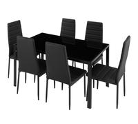 Tectake Dining Table And Chairs Brandenburg - 7-Piece Set - Black/black