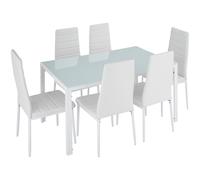 Tectake Dining Table And Chairs Brandenburg - 7-Piece Set - White/white