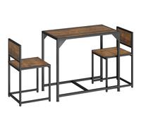 Tectake Dining Table And Chairs Milton - 3-Piece Set - Industrial Wood Dark, Rustic