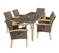 tectake Dining Table Foggia With 6 Garden Chairs Rosarno in Natural | Size: 6 Person TECTAKE Natural 6 Person