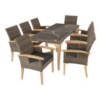 tectake Dining Table Foggia With 8 Garden Chairs Rosarno in Natural | Size: XL TECTAKE Natural XL