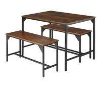 TecTake Bolton Kitchen Table And 2 Benches Set - Dark Brown