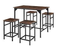 tectake Dining Table With 4 Bar Stools Edinburgh in Brown | Size: 4 Person TECTAKE Brown 4 Person