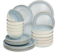 tectake Dinner Set Mare In Glazed Stoneware For 6 People, Dishwasher-Safe in Grey TECTAKE Grey
