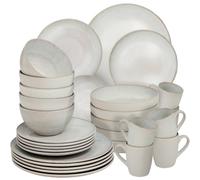 tectake Dinner Set Mare In Glazed Stoneware For 6 People, Dishwasher-Safe in Light Sand TECTAKE Light Sand