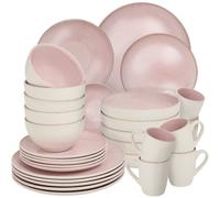 tectake Dinner Set Mare In Glazed Stoneware For 6 People, Dishwasher-Safe in Rose TECTAKE Rose One Size
