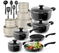 Dinnerware Set 6 People Plates Bowls Utensils Pots Pans Cookware Home Dining