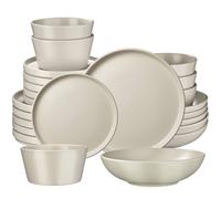 Tectake 24 Pc Dinnerware Set Una - Dinner Set, Incl. Plates, Bowls And Mugs, For 6 People - Taupe