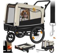 Tectake Dog Bike Trailer - Multifunctional, Foldable, Including Reflectors, Leash And Flag - Beige