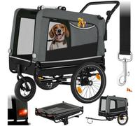 Tectake Dog Bike Trailer - Multifunctional, Foldable, Including Reflectors, Leash And Flag - Grey