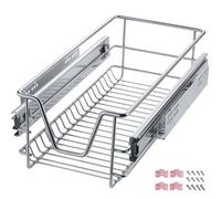 tectake Drawer With Telescopic Runners 30 Cm in Silver TECTAKE Silver