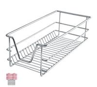 Tectake Drawer With Telescopic Runners - Chrome Finish, Adjustable Width, With Full Extension - 30 Cm - Grey