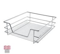 Tectake Drawer With Telescopic Runners - Chrome Finish, Adjustable Width, With Full Extension - 50 Cm - Grey