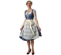 tectake dressforfun Midi Bavarian Dirndl Dress in Blue & White with Lace Apron, Waistband & Fitted Bodice with Lacing, Women's Traditional Fancy Dress, Ideal as Oktoberfest Outfit & Halloween Costume