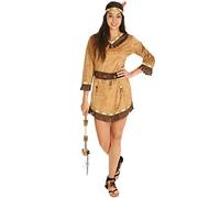 TecTake dressforfun Women’s Costume Apache Native American | Lovely short imitation suede dress | incl. elasticated feather headband & sash belt with buttons and beads (XXL | no. 300630)