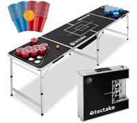 Tectake Drink Pong Table - Height Adjustable, Foldable, Drinks Compartment