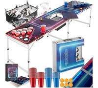 Tectake Drink Pong Table - Ice Box, Led Lighting, Cup Holders, 100 Cups, 6 Balls