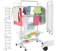 Tectake Drying Rack Odelia - With Wheels, Foldable, 4 Tiers - White/chrome