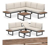 Tectake Outdoor Garden Furniture Set Eliar - Corner Sofa w/ Table, Black