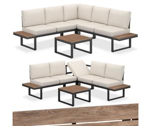 Tectake Eliar Garden Lounge Set, 4-Piece, With Aluminum Frame - Black