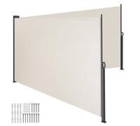 tectake Extendable Double-sided Awning with Roll-up Mechanism in Beige | Size: 300 cm x 180 cm TECTAKE Beige 300 cm x 180 cm
