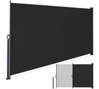 Tectake Extendable Side Awning With Roll-Up Mechanism, Opaque 300 X 180 Cm - Black