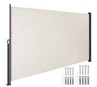tectake Extendable Side Awning with Roll-up Mechanism, Opaque in Beige | Size: 300 cm x 200 cm TECTAKE Beige 300 cm x 200 cm