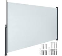 tectake Extendable Side Awning with Roll-up Mechanism, Opaque in Grey | Size: 300 cm x 200 cm TECTAKE Grey 300 cm x 200 cm