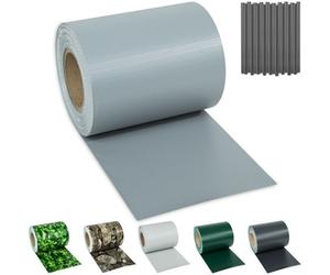 Tectake Fence Screening With Double-Sided Print, Opaque, Tear-Resistant, Fastening Clips - 35 M Grey