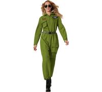 tectake Fighter Pilot Costume - Women's Fancy Dress, Olive Green, Military Ins in Green | Size: Large TECTAKE Green L
