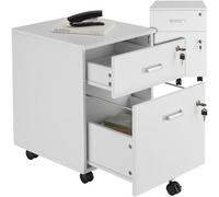 tectake® Filing Cabinet with 2 Lockable Drawers & Sliding Rails, Mobile Storage Cabinet with 360° Castors, Space-Saving, Lockable Cabinet for Under Desk Storage, Incl. Keys, Home & Office - White