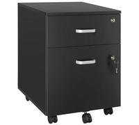 tectake Filing Cabinet - 2 rolling, lockable drawers, fits A4 documents in Black | Size: 1 Pack TECTAKE Black 1 Pack