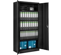 tectake Filing Cabinet Blain - 5 height-adjustable shelves, lockable doors in Black | Size: 1 Pack TECTAKE Black 1 Pack