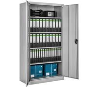 tectake Filing Cabinet Blain - 5 height-adjustable shelves, lockable doors in Grey | Size: 1 Pack TECTAKE Grey 1 Pack