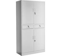 Tectake Filing Cabinet w/ 2 Drawers - Light Grey, Grey