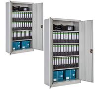 TecTake 2 X Filing Cabinet With 5 Shelves - Grey, Grey
