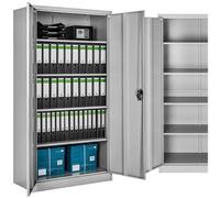 Tectake Filing Cabinet - With 5 Shelves, Lockable, 180 X 90 X 40 Cm - Grey