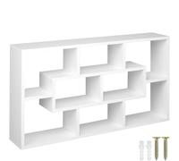 Tectake Decorative Floating Shelf w/ 8 Compartments - White, White
