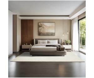tectake® Fluffy Rug in Allergy-Friendly Short-Pile Fabric, Durable & Washable Rug with Non-Slip Underside, Soft, Versatile Carpet for Living Room, Bedroom, Kitchen & Hallway - 200 x 290 cm, Cream