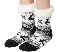 Christmas Socks Unisex Cozy Fluffy Winter Reindeer Xmas Ladies Men Black White