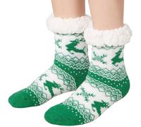 tectake Fluffy Socks With Reindeer Motif Green/white | Size: 48 TECTAKE Multicolor 48
