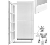 tectake® Fly Screen for Doors, 210 x 95 cm, Weather- & UV-Resistant Insect Mesh Net, Aluminium Frame, Black Fibreglass Mesh, Lightweight Door Screen, Easy Installation, Can Be Cut to Size - White