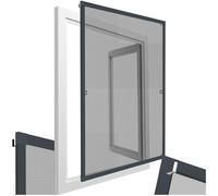 tectake® Fly Screen for Windows, 80 x 100 cm, Window Screen with Aluminium Frame & Black Fibreglass Insect Mesh, Weather- & UV-Resistant Window Net, Easy Installation, Can Be Cut to Size - Anthracite