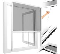 tectake® Fly Screen for Windows, 90 x 160 cm, Roller Blind with Black Mesh & Aluminium Frame, UV- & Weather-Resistant Insect Window Screen, Easy & Flexible Installation, Can Be Cut to Size - White
