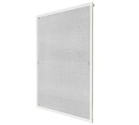 TecTake® Fly Screen for Windows, Window Screen with Aluminium Frame & Fibreglass Insect Mesh, Weather- & UV-Resistant Window Net with Easy Installation, Can Be Cut to Size - White, 140 x 150 cm