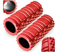 tectake Foam Roller with Textured Surface for Therapy Treatment, 335 x 145 mm, red, Set of 2, Red