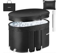 tectake® Foldable Ice Bath Tub with 375L Volume & Triple Insulation, Portable Cold Plunge Tub with Cover & Stable Aluminium Frame, Ice Plunge Pool for Water Therapy & Recovery - 105 x 70 x 66 cm